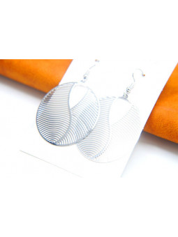 Boucles d'oreilles ellipses vagues argent 