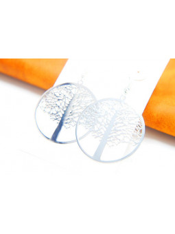 Boucles d'oreilles arbres de vie argent 