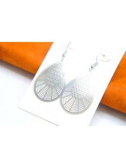 Boucles d'oreilles gouttes ajourées argent 