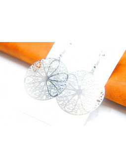 Boucles d'oreilles palteaux fleurs argent 