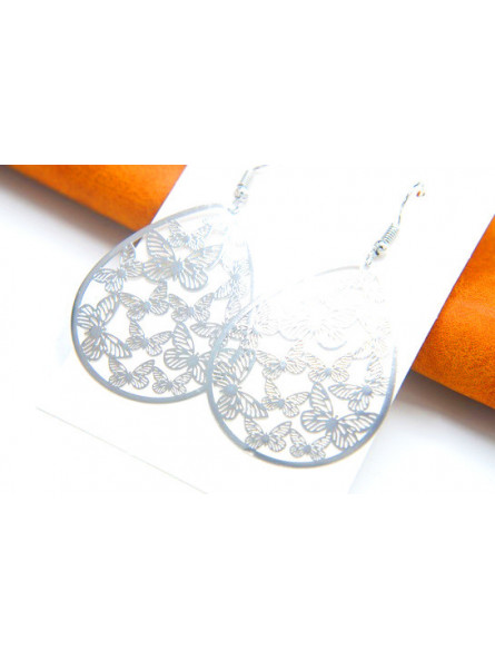 Boucles d'oreilles nuées papillons argent 