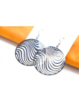 Boucles d'oreilles rondeurs courbes noires 