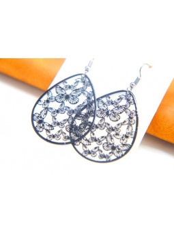 Boucles d'oreilles nuées papillons noires 