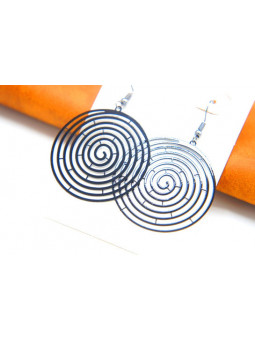 Boucles d'oreilles rondeurs hypnotiques noires 