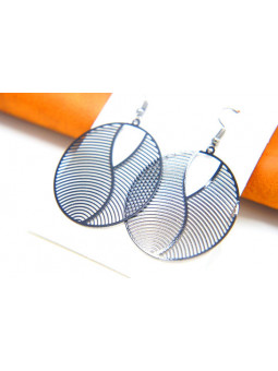 Boucles d'oreilles ellipses vagues noires 
