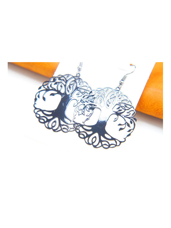 Boucles d'oreilles arbres métal noir 