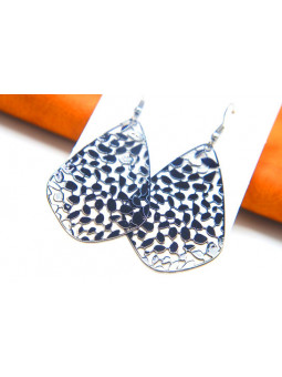 Boucles d'oreilles plateaux ajourés métal noir 