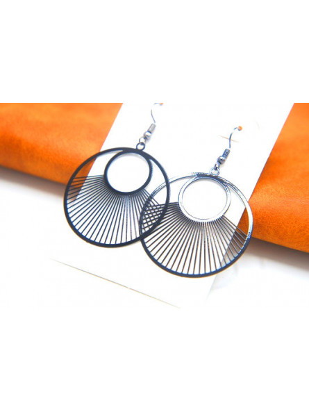 Boucles d'oreilles rondeurs rayons noirs 