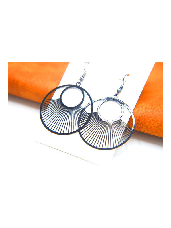 Boucles d'oreilles rondeurs rayons noirs 