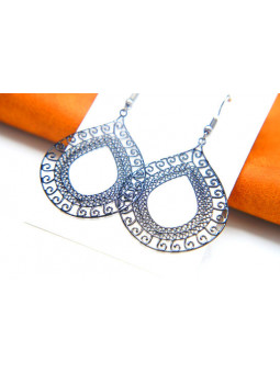 Boucles d'oreilles gouttes ajourées métal noir 