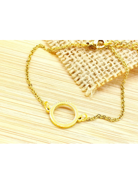 Bracelet Acier anneau doré 