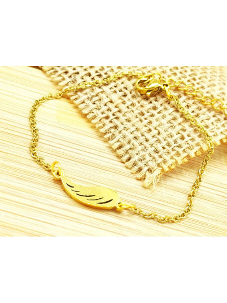 Bracelet Acier aile dorée 