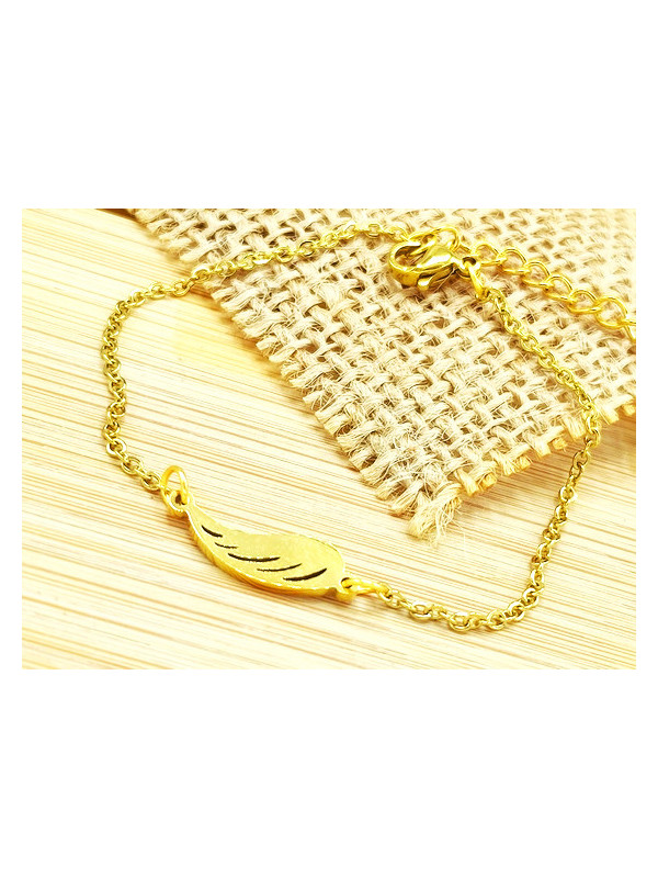 Bracelet Acier aile dorée 