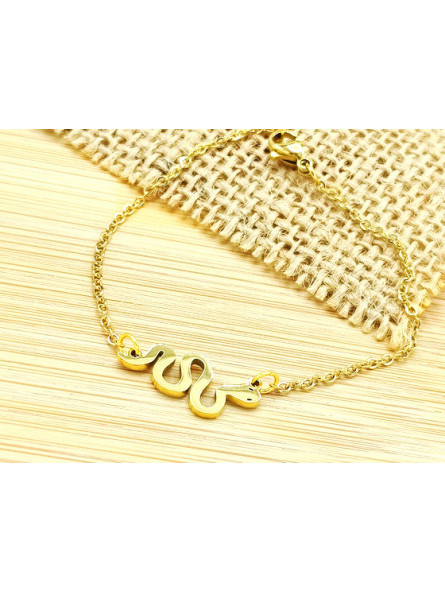 Bracelet Acier serpent doré 