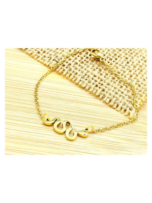 Bracelet Acier serpent doré 