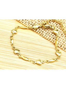 Bracelet Acier petits coeurs dorés 