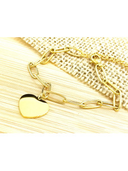 Bracelet Acier gourmette coeur doré 