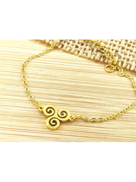 Bracelet Acier triskel doré 