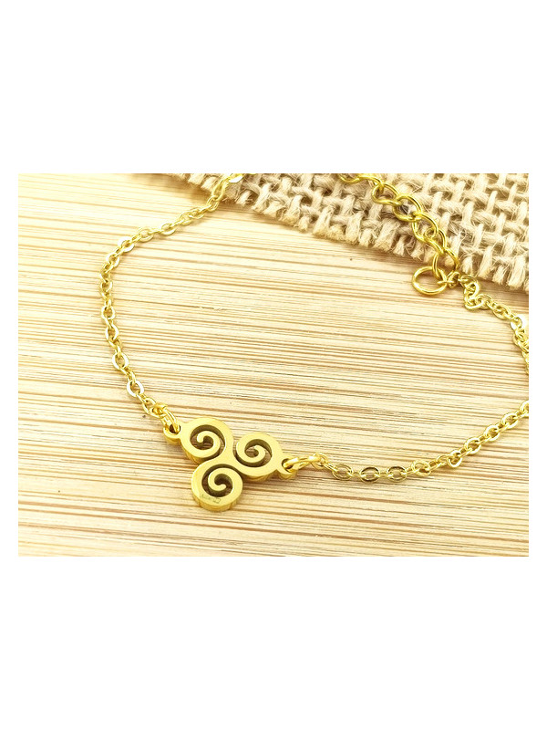 Bracelet Acier triskel doré 