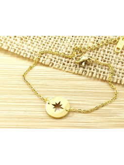 Bracelet Acier doré ajouré étoile 