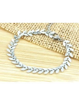 Bracelet Acier mailles épis argent 