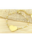 Bracelet Acier coeur doré perles blanches 