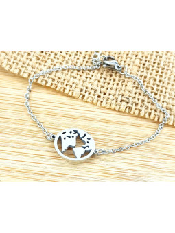 Bracelet Acier globe argent 