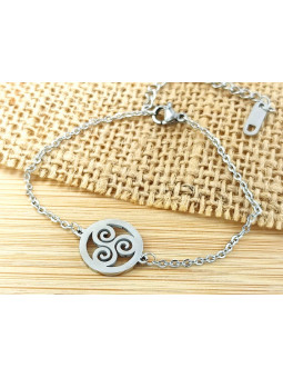 Bracelet Acier rondeur triskel argent 