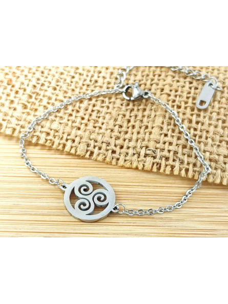 Bracelet Acier rondeur triskel argent 