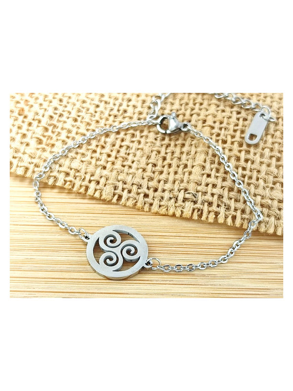 Bracelet Acier rondeur triskel argent 