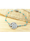 Bracelet Acier arbre argent perles turquoises 