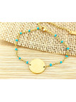 Bracelet Acier plateau doré perles turquoises 