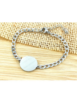 Bracelet Acier plateau argenté gourmette 