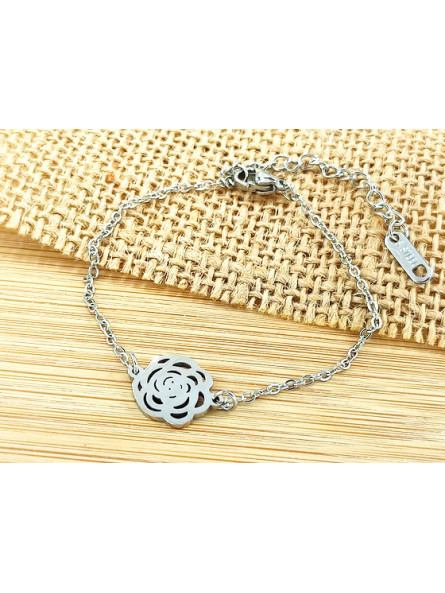 Bracelet Acier fleur argentée 