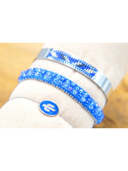 Lot 3 Bracelets Acier Inoxydable bleu roi 