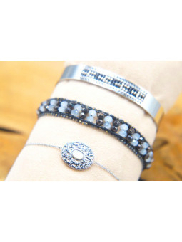Lot 3 Bracelets Acier Inoxydable noir blanc 