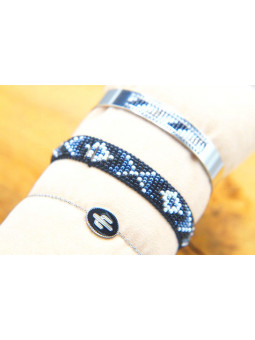 Lot 3 Bracelets Acier Inoxydable argent noir 