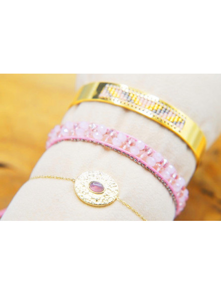 Lot 3 Bracelets Acier Inoxydable dorés rose 