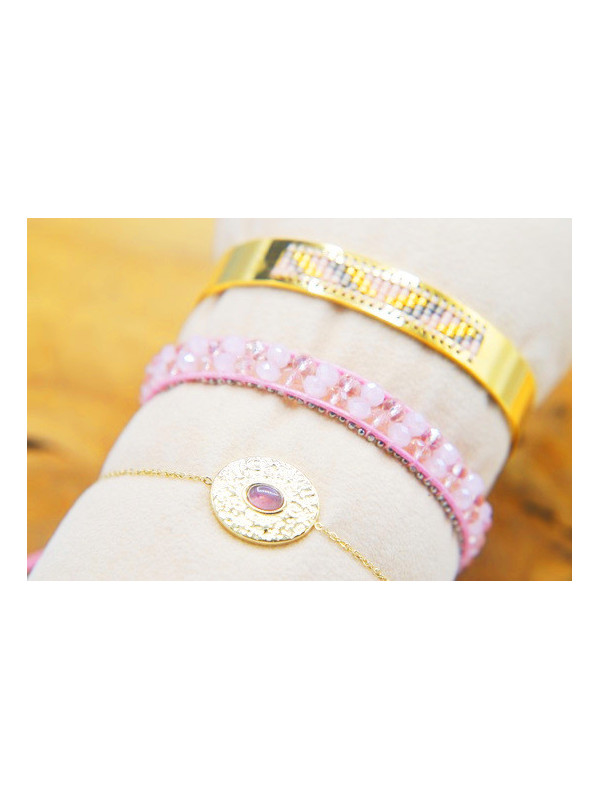 Lot 3 Bracelets Acier Inoxydable dorés rose 