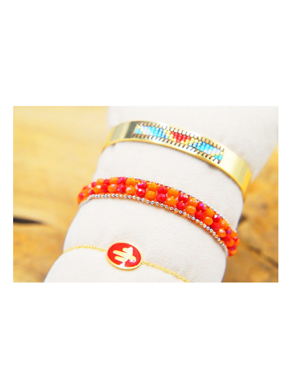 Lot 3 Bracelets Acier Inoxydable dorés rouge 