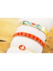 Lot 3 Bracelets Acier Inoxydable dorés rouge 