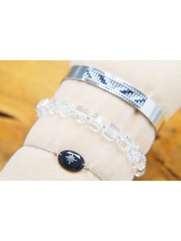 Lot 3 Bracelets Acier Inoxydable argent noir gris 