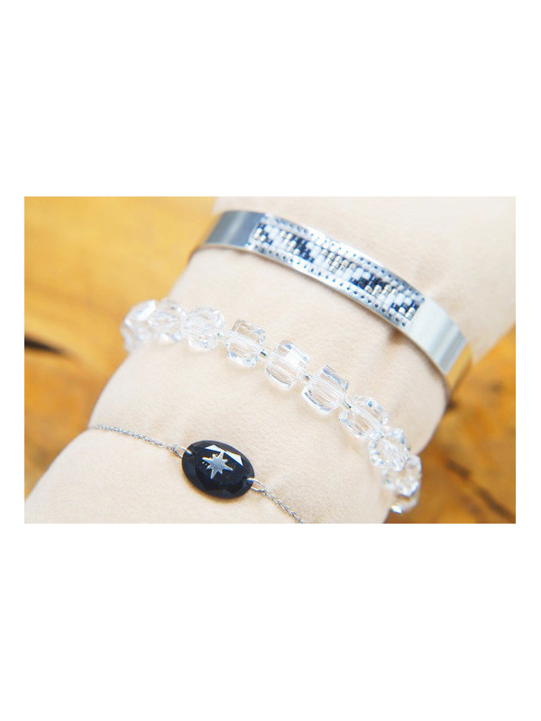 Lot 3 Bracelets Acier Inoxydable argent noir gris 