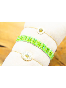 Lot 3 Bracelets Acier Inoxydable dorés verts 