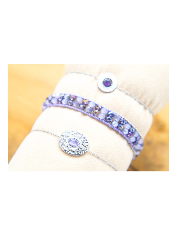 Lot 3 Bracelets Acier Inoxydable argent lavande 