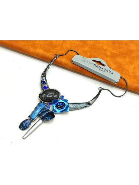 Collier Belle Miss camaieu bleu 