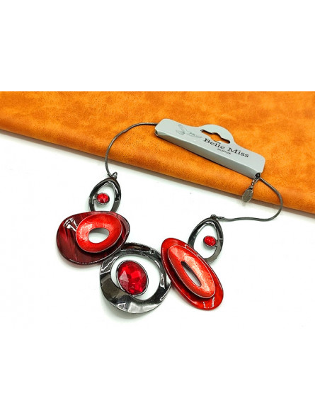 Collier Belle Miss ellipses rouges anthracite 