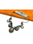 Collier Belle Miss trio pierres vagues grises 