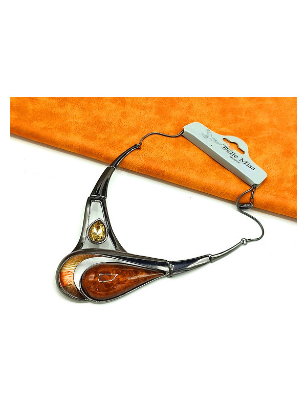 Collier Belle Miss vagues marron 