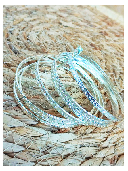 Bracelets argentés motifs losanges 